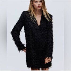 H&M Chic Black fringed Dress size medium 
NWT